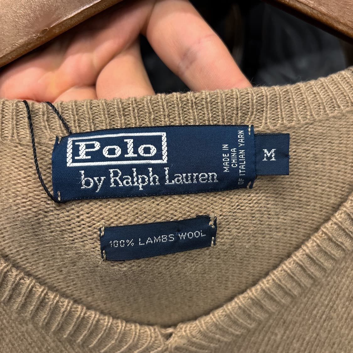 폴로 랄프로렌 브이넥 램스울 니트 스웨터 브라운 포니 자수 N316 상품이미지6