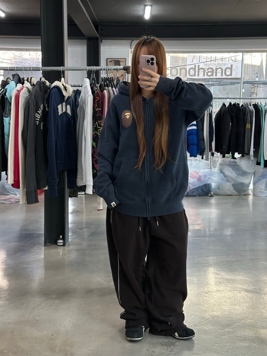 베이프 사루 후드집업 네이비 상품이미지2