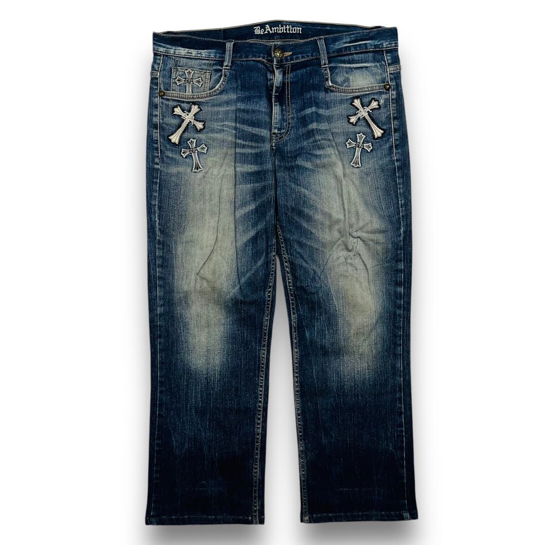 펑크 Be Ambition 크로스 대거 와이드 데님 팬츠 상품이미지4