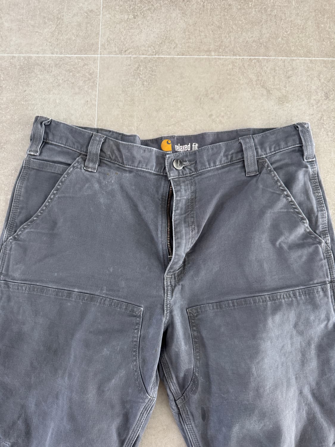 칼하트 릴랙스드 핏 워시드 덕 더블 프론트 워크 팬츠 상품이미지3