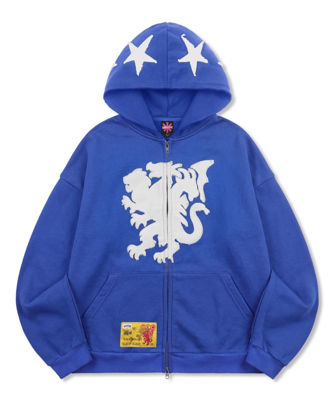 GHD039 키메라 아플리케 후드 집업 (BLUE) 상품이미지1