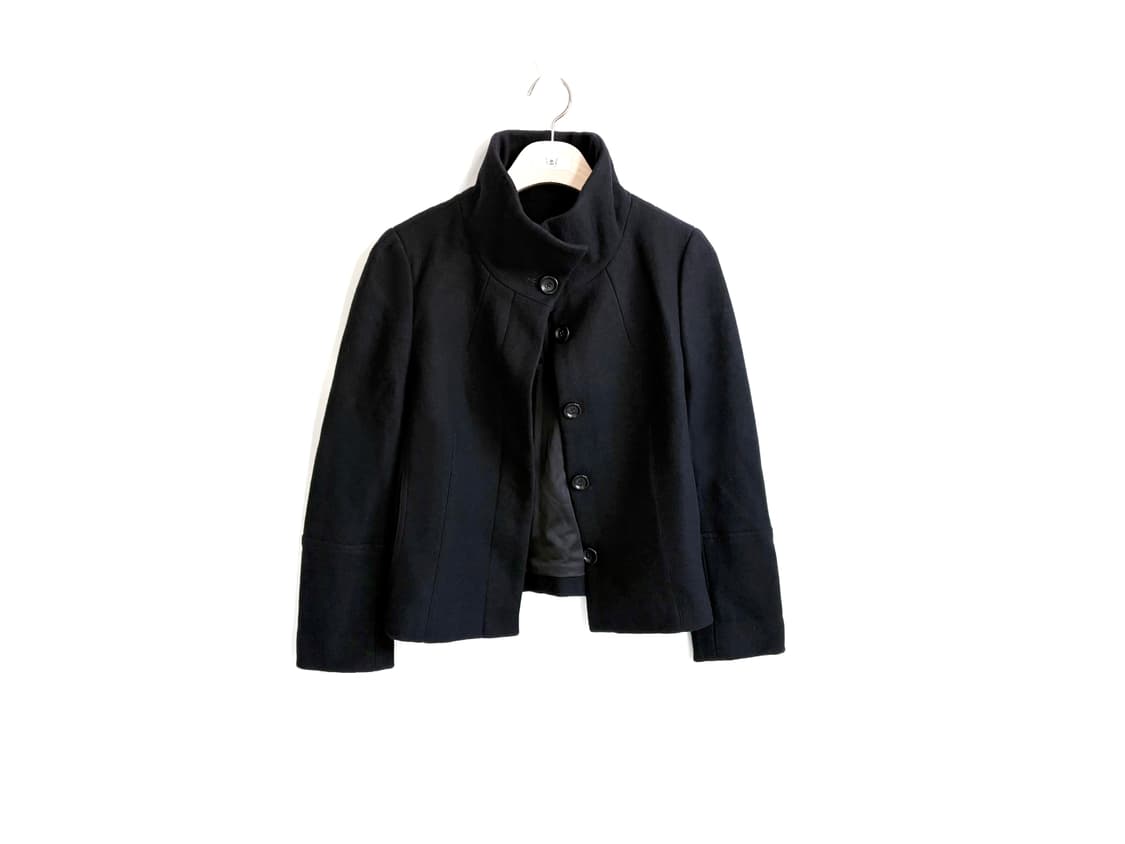 Black hidden button basic short coat 상품이미지8