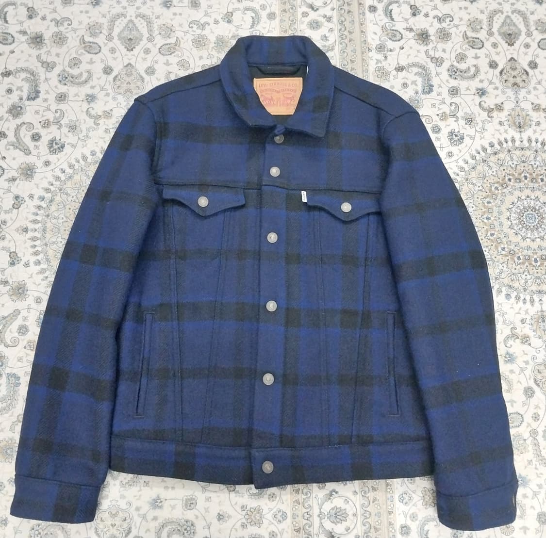 리바이스 울 블랜드 블루 체크 트러커 자켓 M 상품이미지1