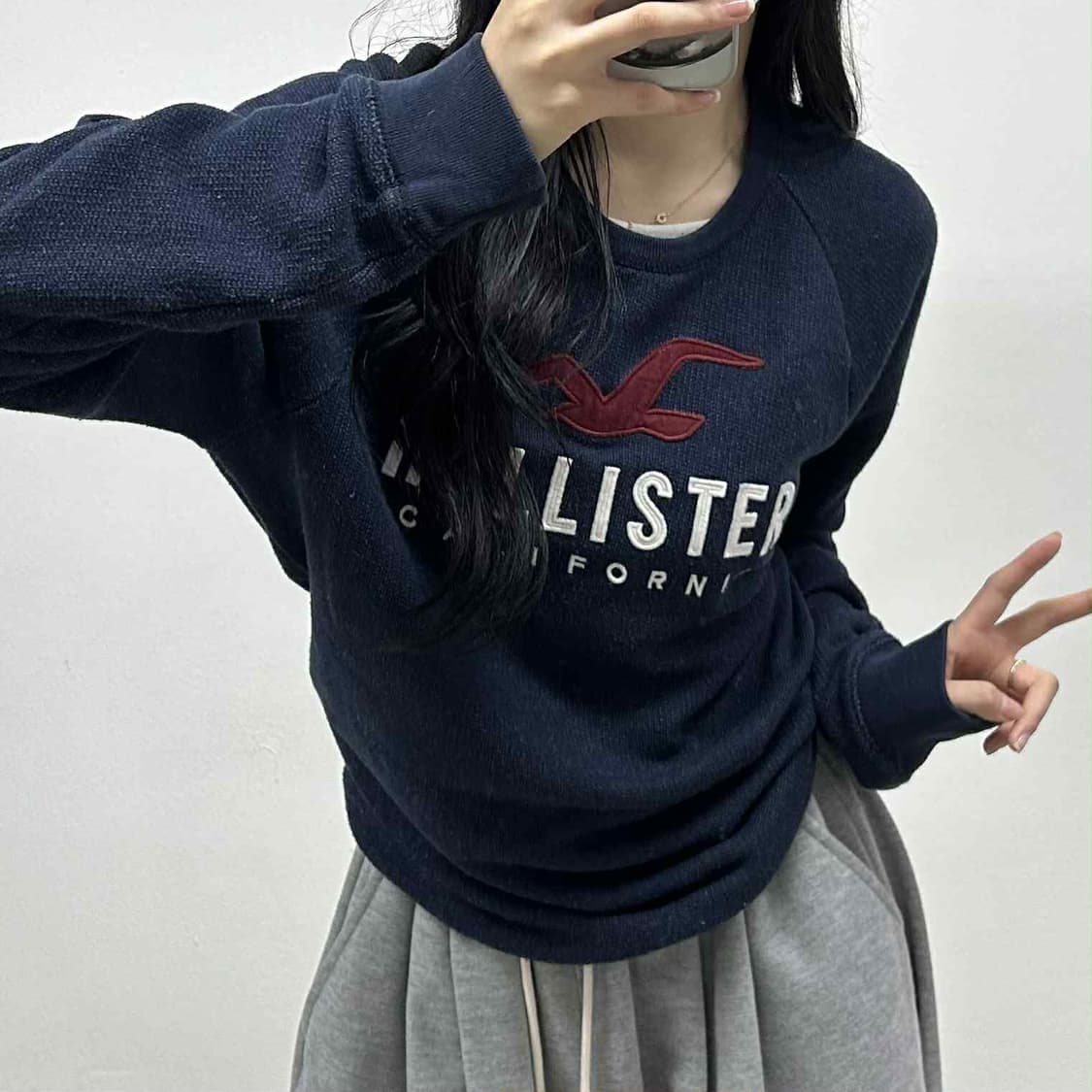 홀리스터 y2k 올드스쿨 네이비 스웨트셔츠 맨투맨(L) 상품이미지1