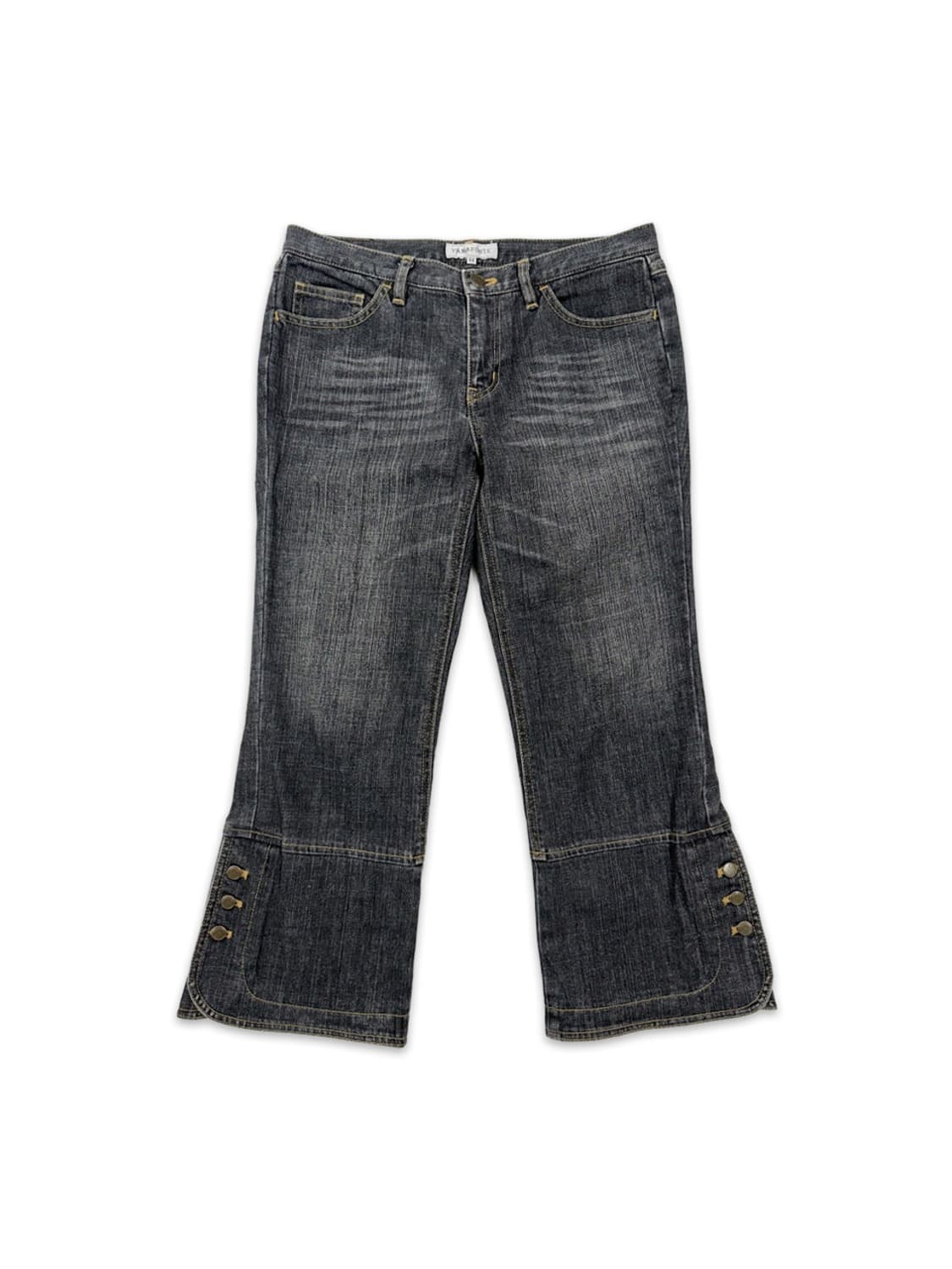 빈티지 블랙 워싱 데남 8부 부츠컷 팬츠 상품이미지1