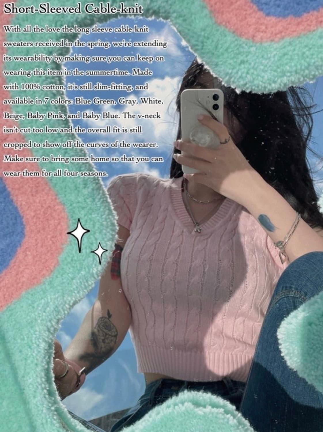 페일제이드 케이블 니트 베이비핑크 상품이미지2