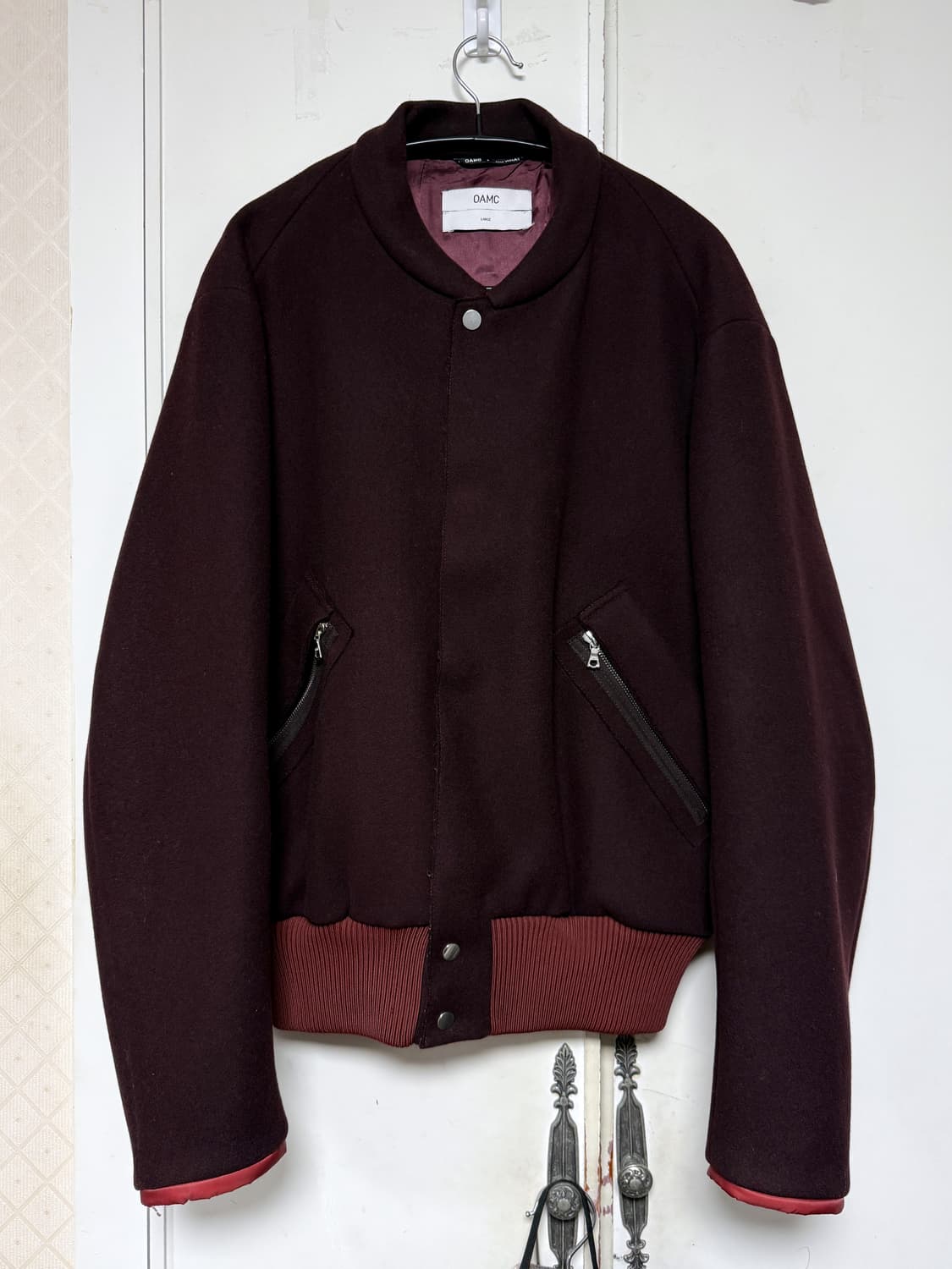 OAMC 밴드 카라 펠트 울 블루종 와인 L 상품이미지2