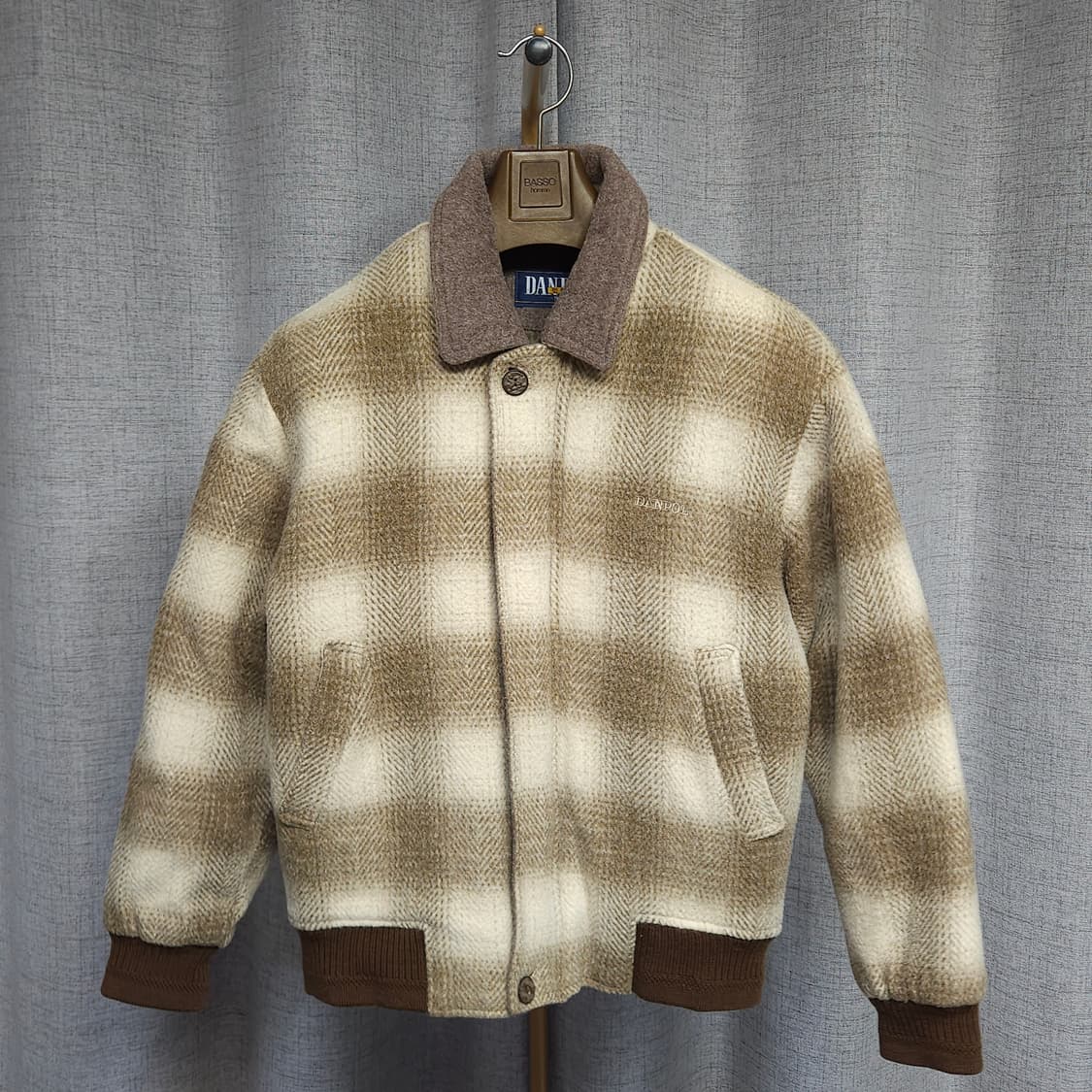 95 ) 백화점용 댄폴 두툼한 울 체크 블루종 상품이미지1