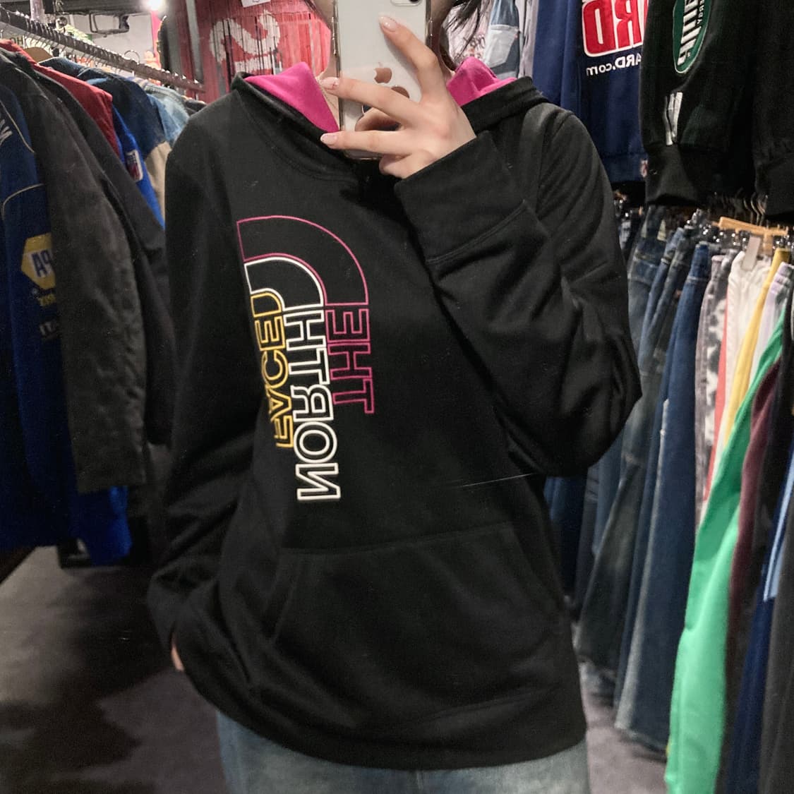 [IM] 노스페이스 로고 후드 블랙 상품이미지2