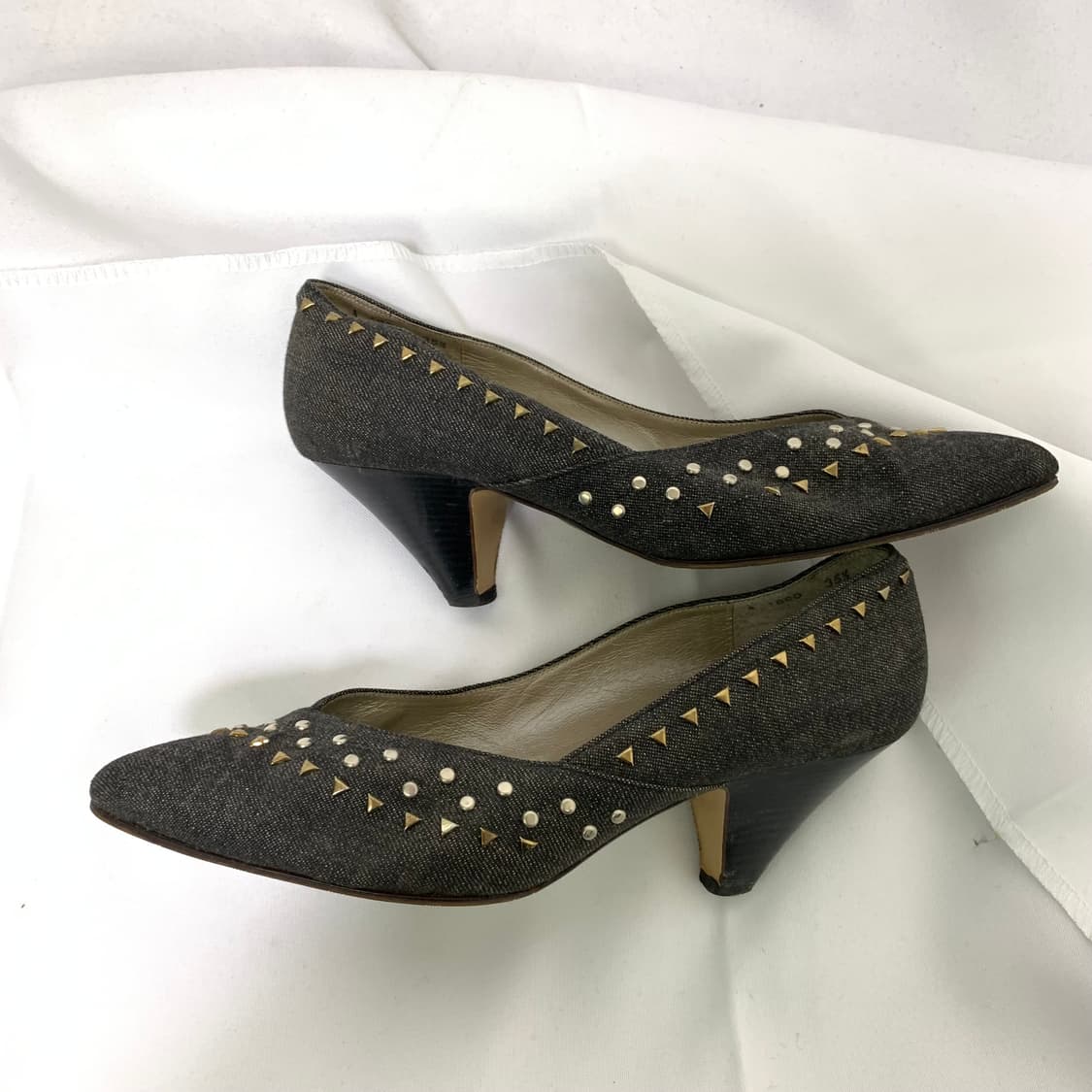 발렌시아가 흑청 데님 스터드 힐 펌프스 225mm 35반 빈티지 구두 상품이미지2