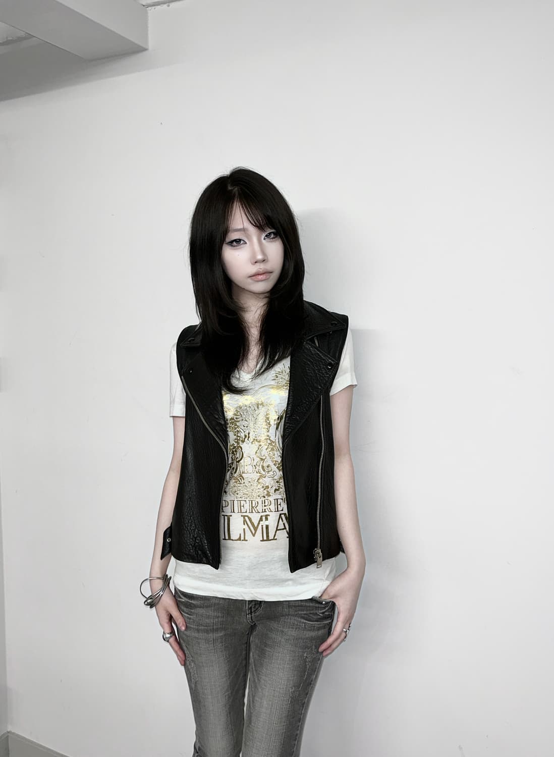 Detachable Sleeve Distressed Leather Jk 상품이미지4