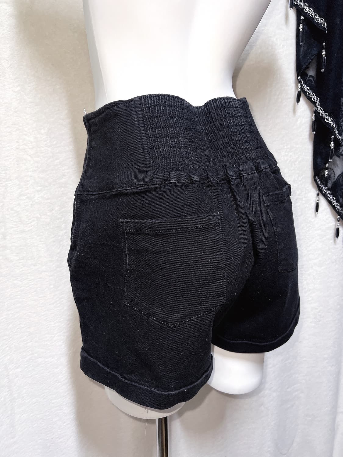 오네갸루 고스펑크 블랙 레이스업 아일렛 하이웨스크 반바지 숏팬츠 y2k 상품이미지8