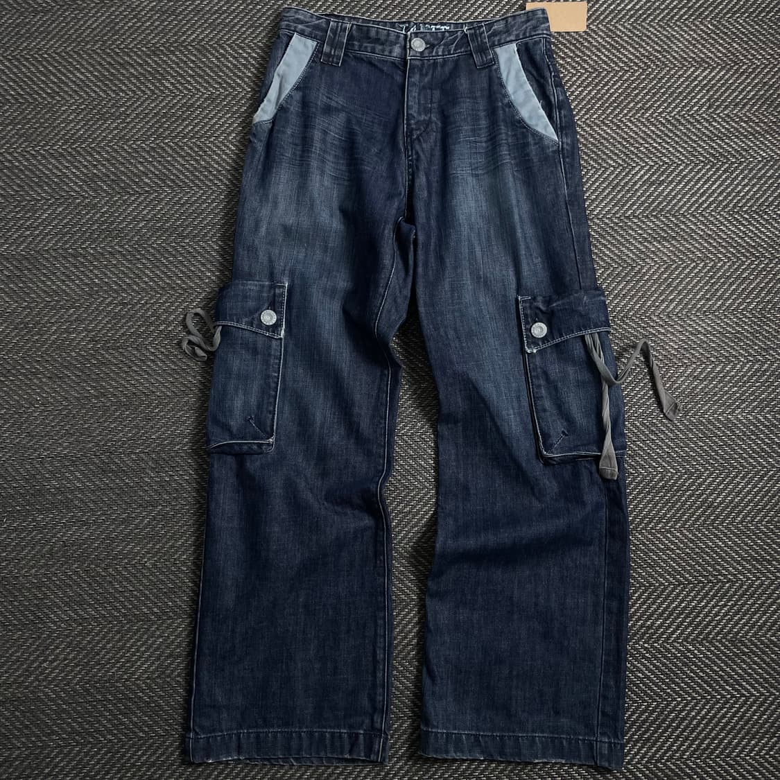 빈티지 y2k 데님 퍼티그 카고 팬츠o 4432 상품이미지1
