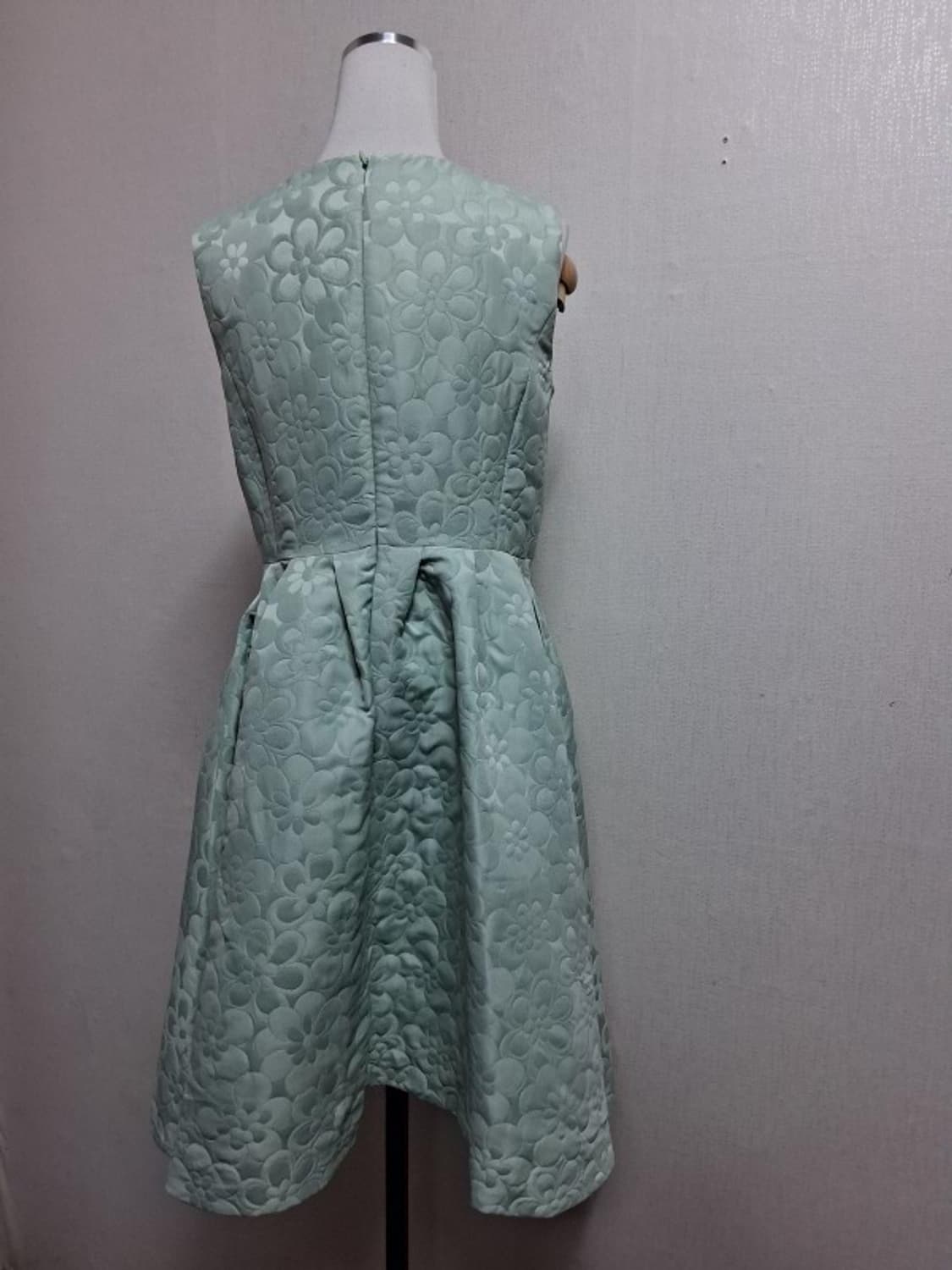 일본빈티지 mikiflle 입체플라워 패턴 민트 민소매원피스 하객룩원피스 상품이미지2