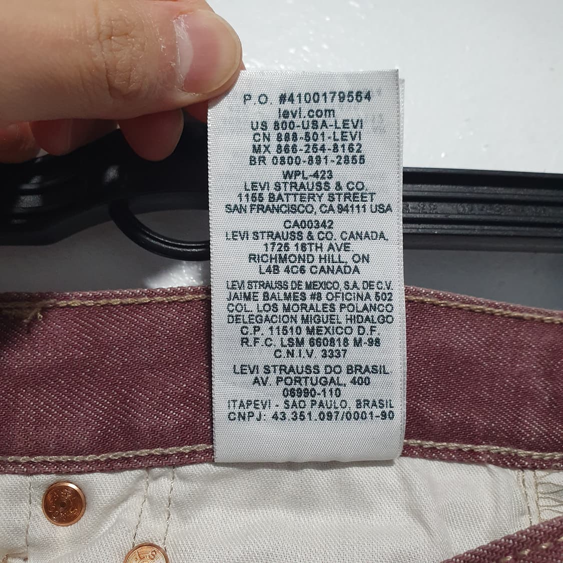 00s 리바이스 501 XX 버튼플라이 데님 팬츠 와인 버건디 28-30 상품이미지8