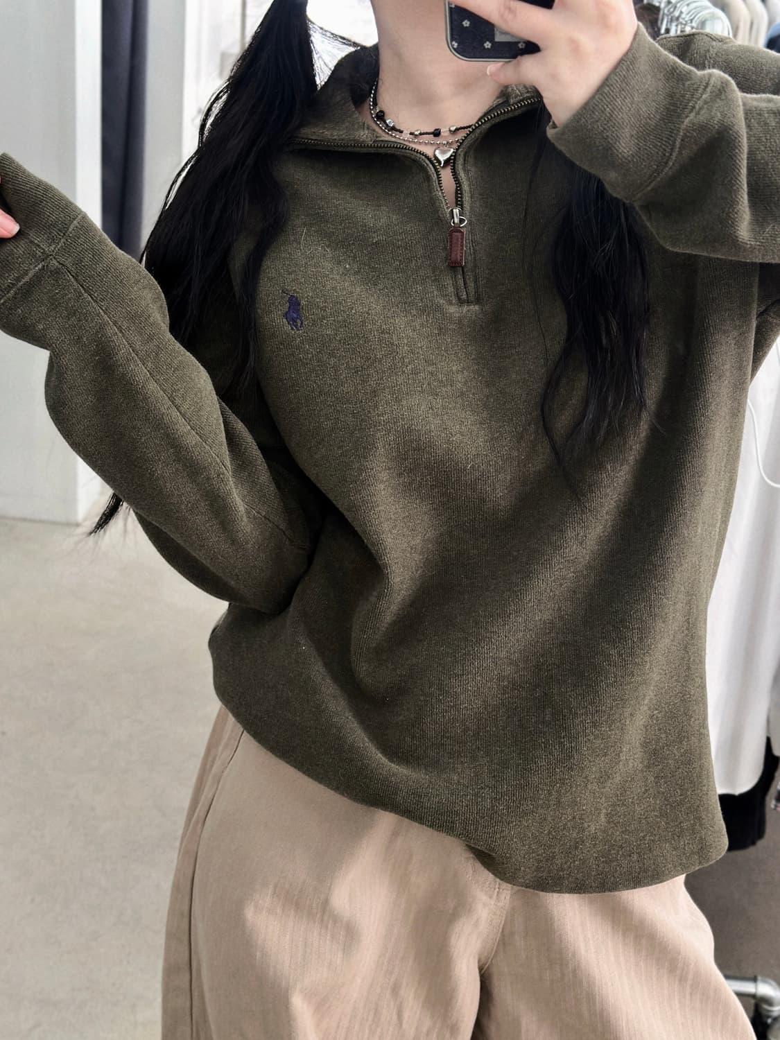 폴로 랄프로렌 카키 코튼 하프집업  상품이미지2