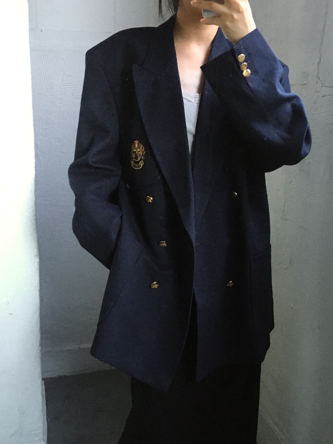 Burberry 버버리 크레스트 로고 네이비 금장 더블 블레이저 상품이미지1