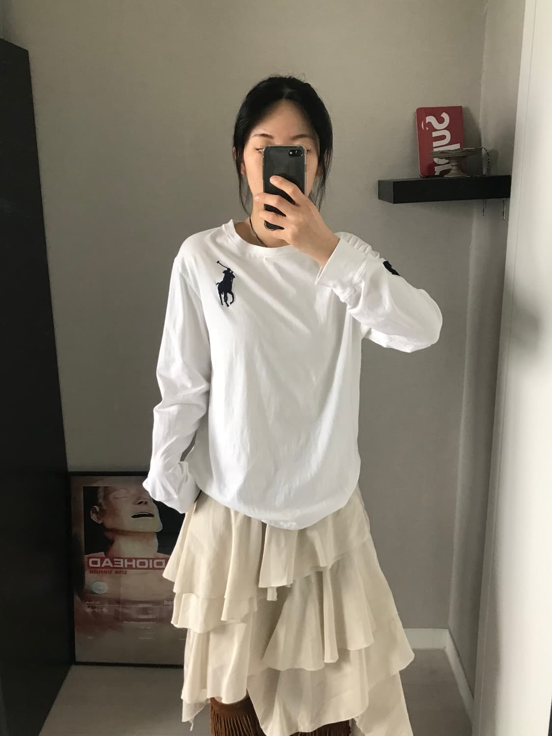 폴로 랄프로렌 빅 포니 로고 화이트 긴팔 슬리브티 상품이미지3