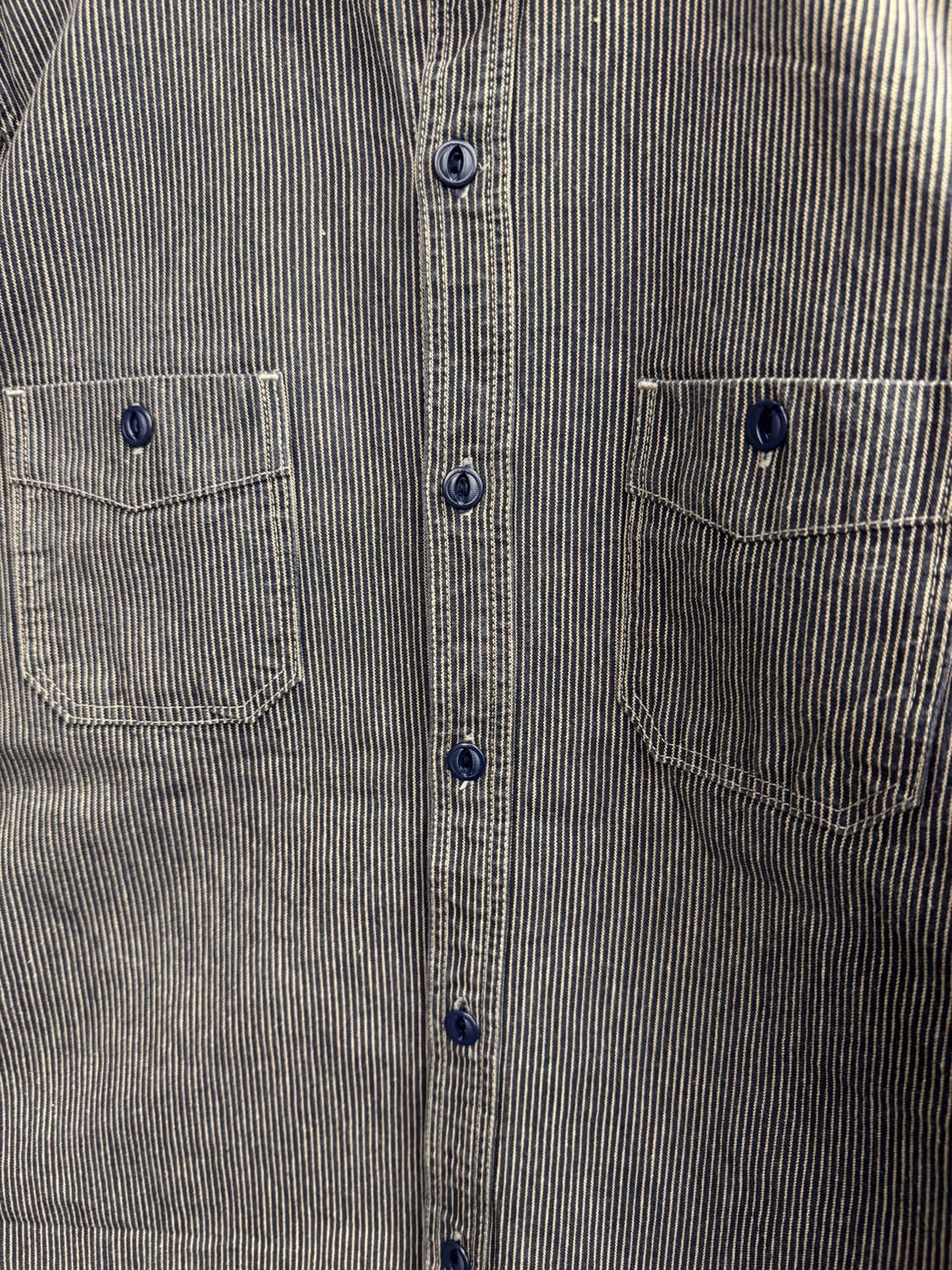 japanese vintage Stiff&co.inc 스트라이프 워크셔츠 상품이미지2