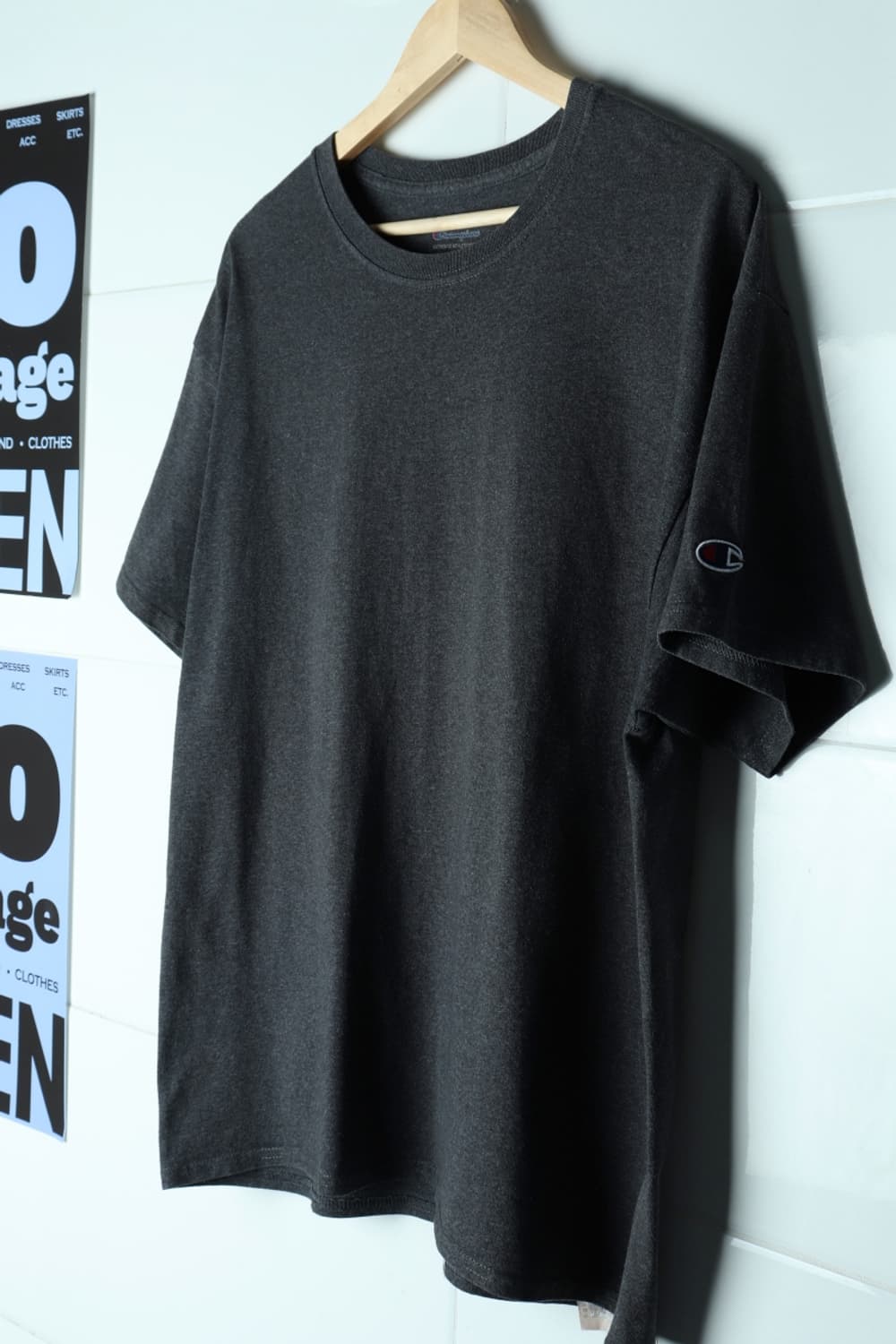 (XL) 챔피온 반팔 티셔츠 차콜 에이징 무지-H33328 상품이미지1