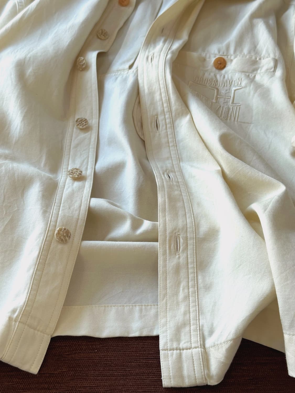 Natural silk cotton design stitch shirt  상품이미지3