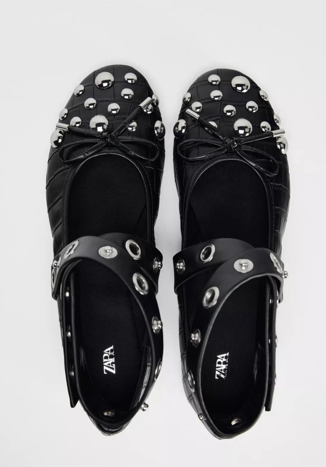 Zara 자라 블랙 스터드 엠보싱 발레리나 플랫슈즈 245 상품이미지1