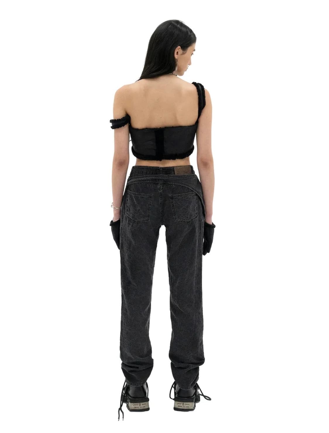 604service double layer jeans black M 상품이미지4