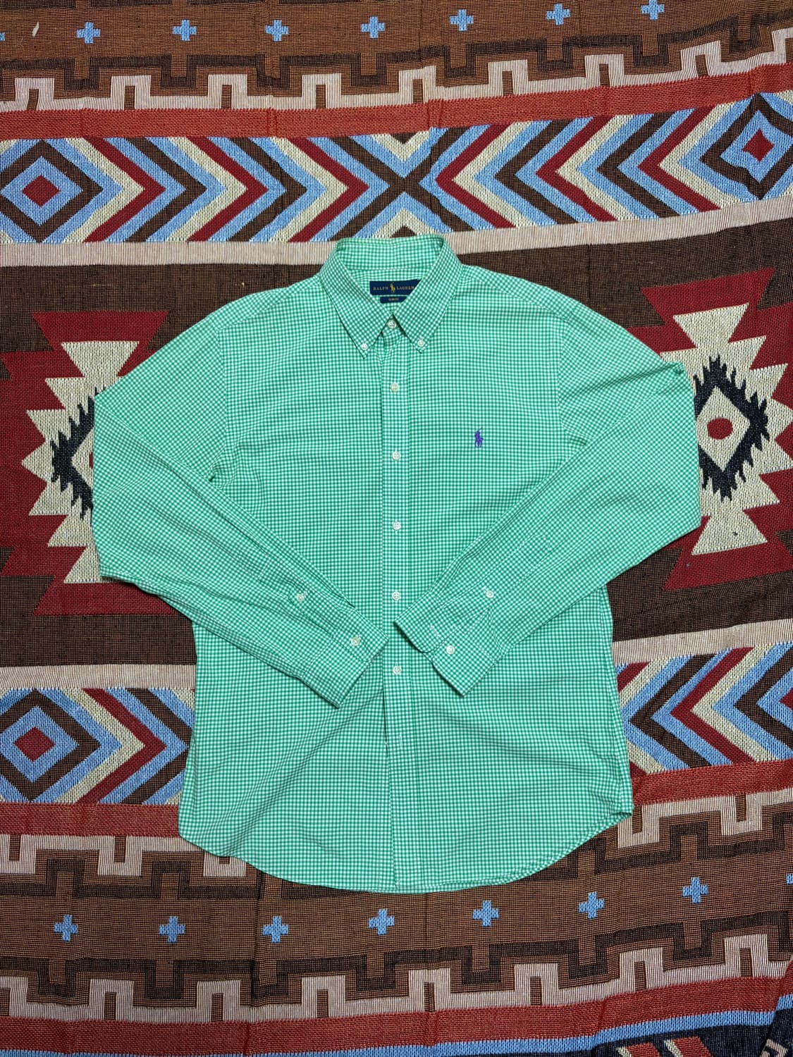 L) 폴로 랄프로렌 깅엄체크 셔츠 그린 상품이미지1