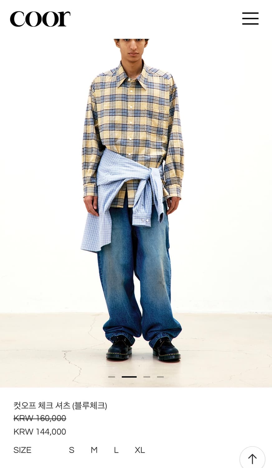 쿠어 컷오프 체크 셔츠(블루체크)XL 새상품 상품이미지2
