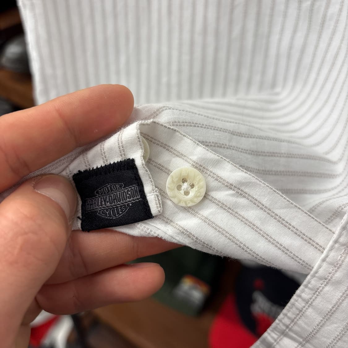 할리데이비슨 자카드 스트라이프 레터링 엠브로이드 워크셔츠 N1178 상품이미지7