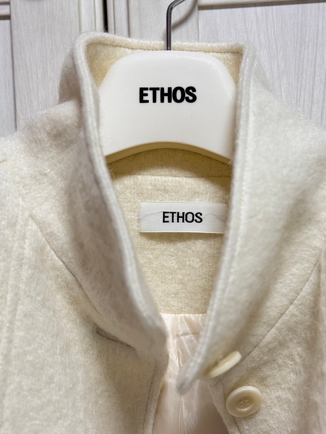 (새상품) 에토스 하프넥 크롭 코트 아이보리 화이트 상품이미지7