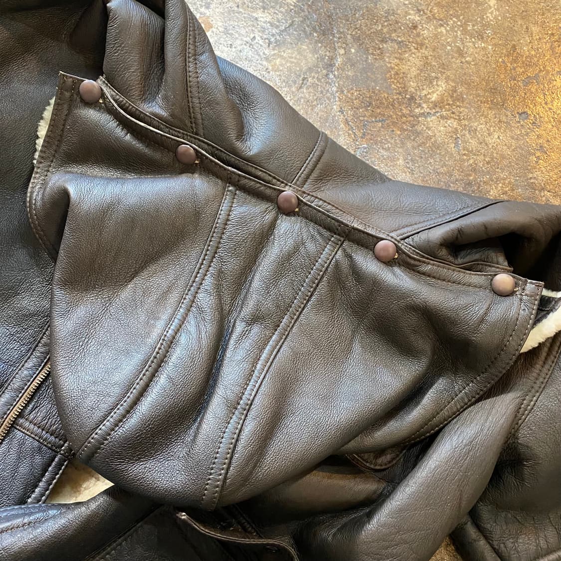 (L) 일본 가죽 무스탕 후드 코트 브라운 상품이미지7