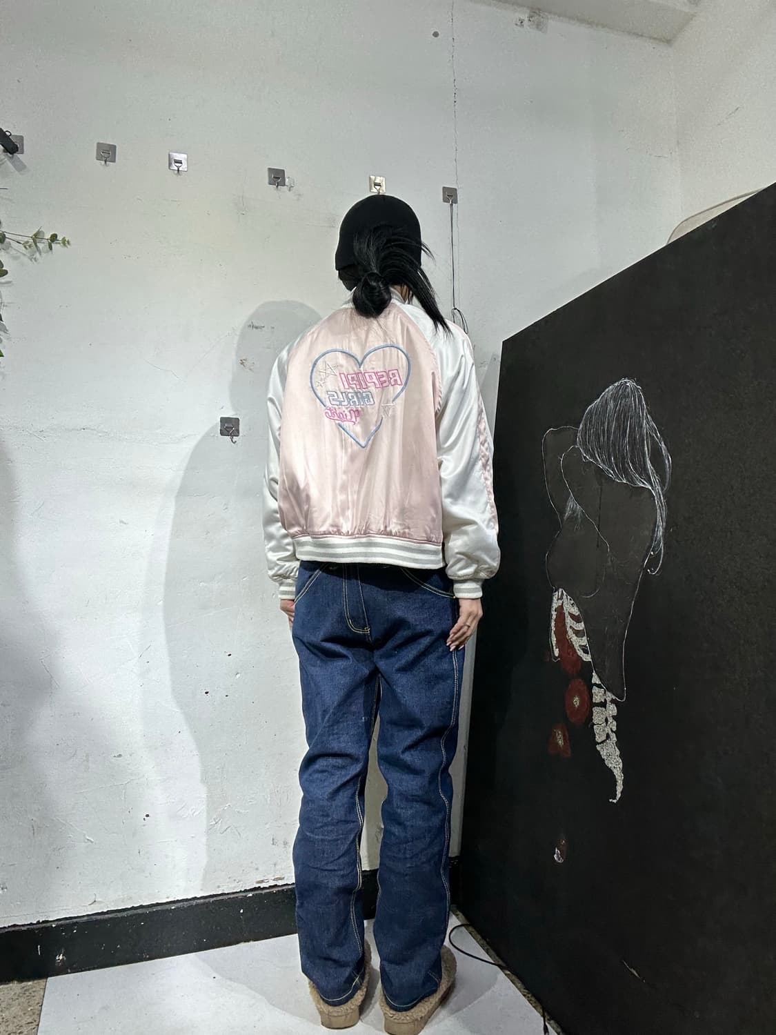 일본빈티지 Air lines 연핑크 자수 파르페 y2k 스카잔 s 57 상품이미지4