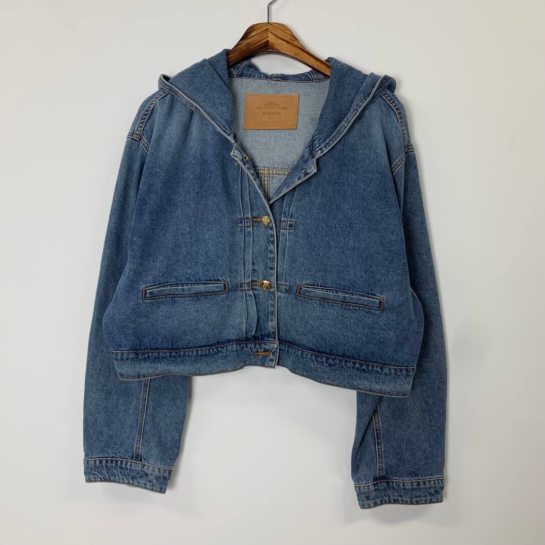 시스템 데님 크롭 후드 자켓 상품이미지2
