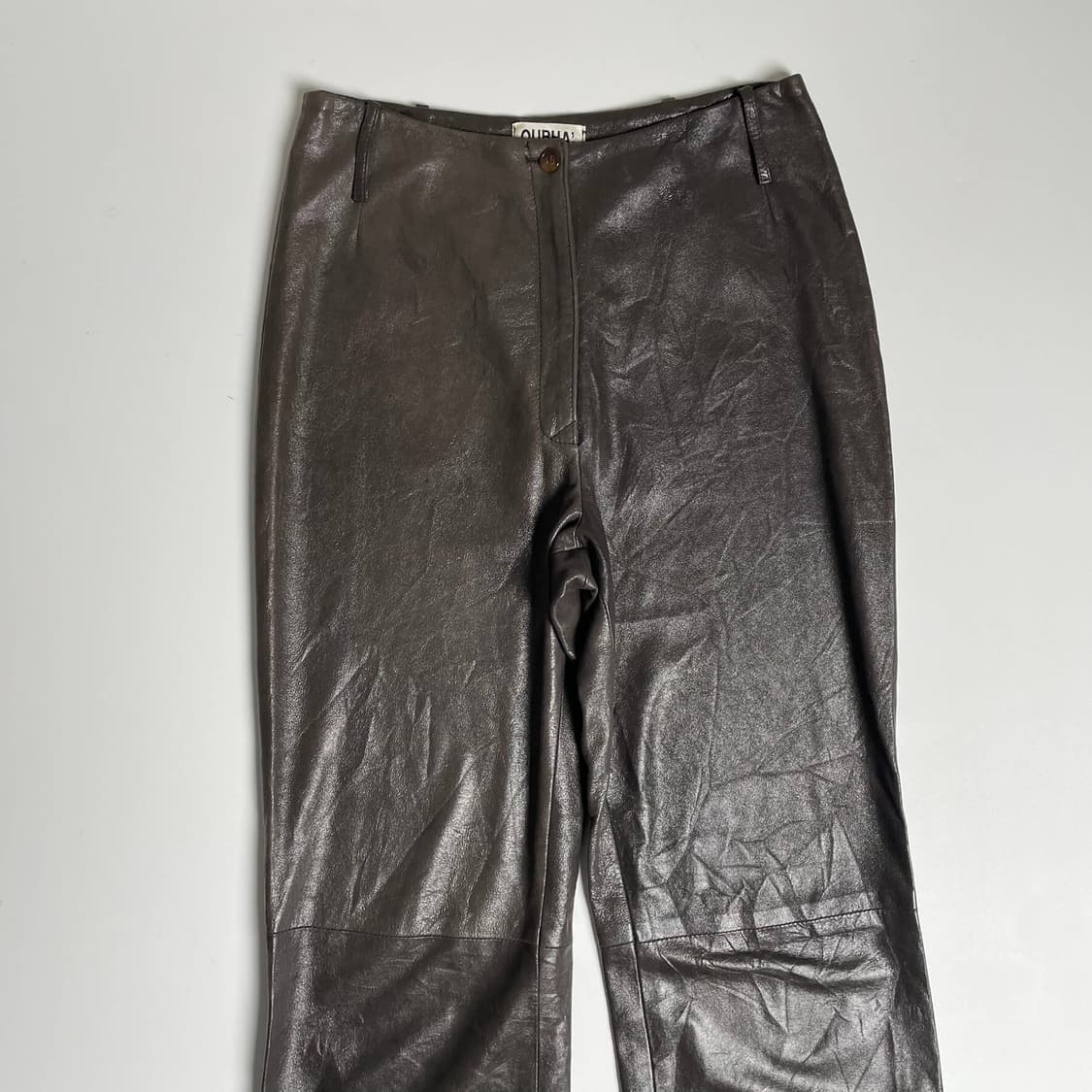 Qubha 브라운 레더 세미부츠컷 팬츠 (italy)   상품이미지2