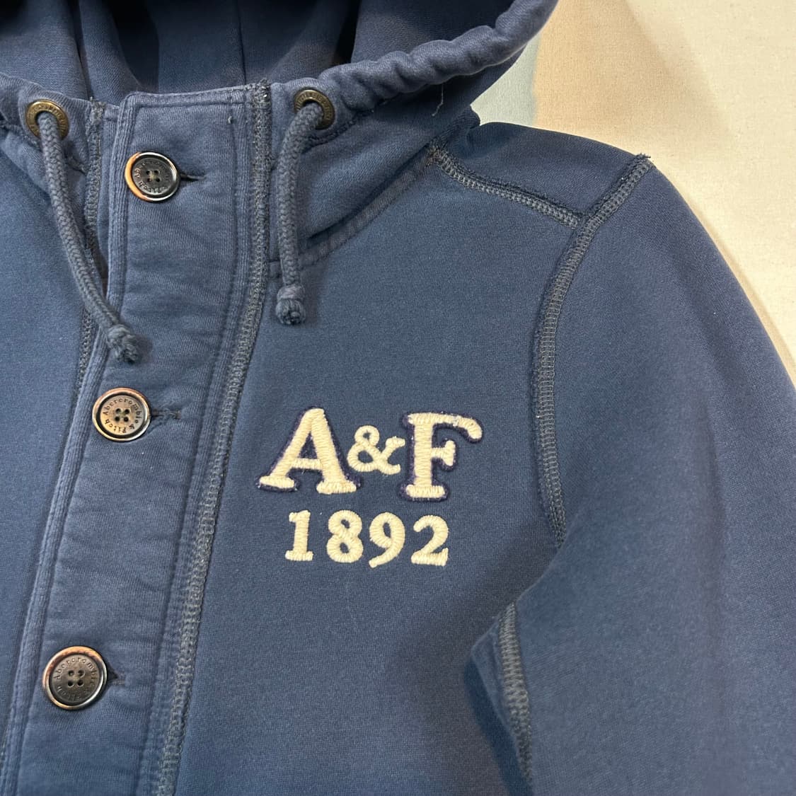 S) 아베크롬비 네이비 후드 버튼 집업 상품이미지3