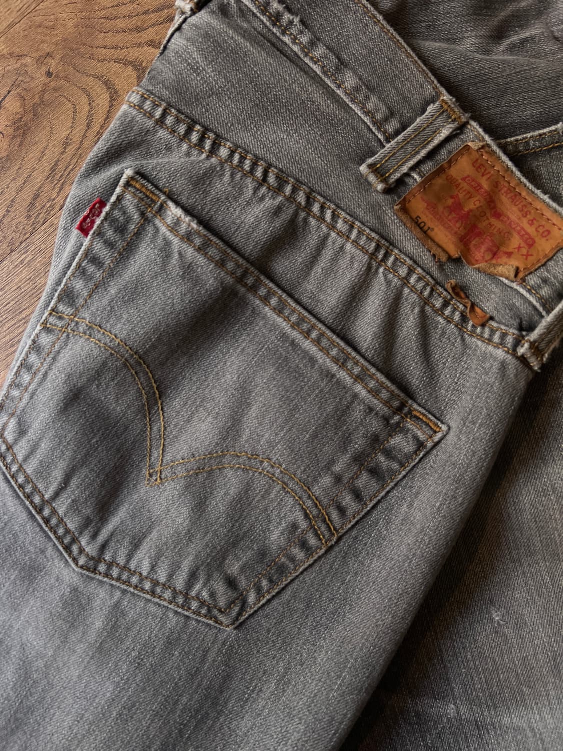 [38]00's 리바이스 501 USA 그레이 워싱 데님 팬츠 상품이미지6