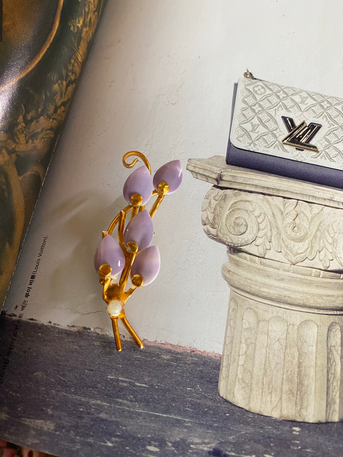 라일락 골드 브로치 빈티지 상품이미지2
