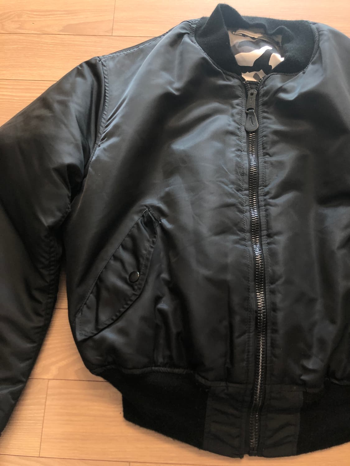 90s HOPE mfg 블랙 MA-1 시티 카모 안감 상품이미지5