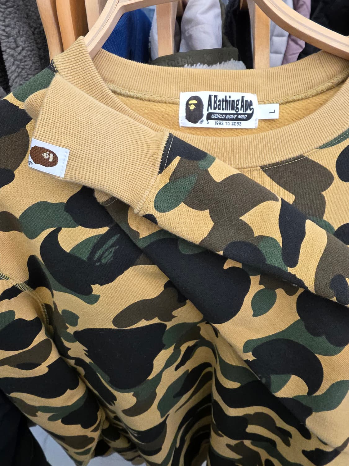 베이프 Bape 황계 카모 기모 맨투맨 L 상품이미지9