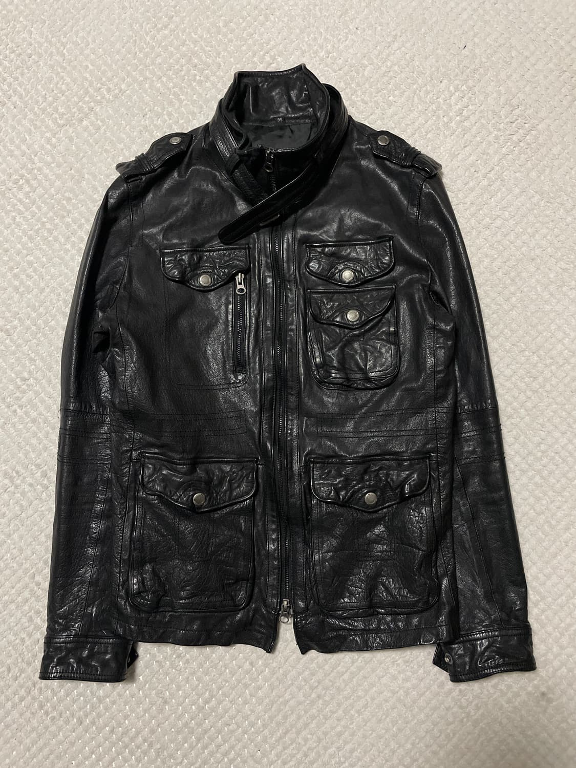 광희시장 웨스턴 무드 2WAY 램스킨 양가죽 포켓 레더 자켓 상품이미지1