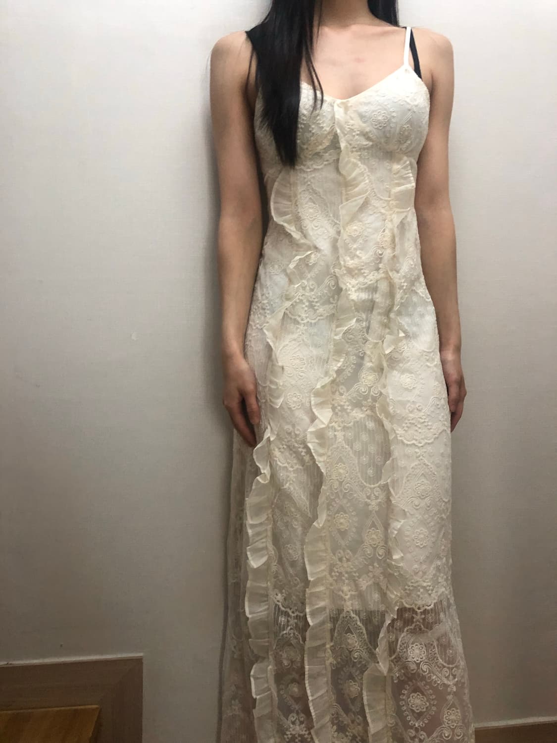 빈티지 아이보리 프릴 레이스 롱 원피스 상품이미지7