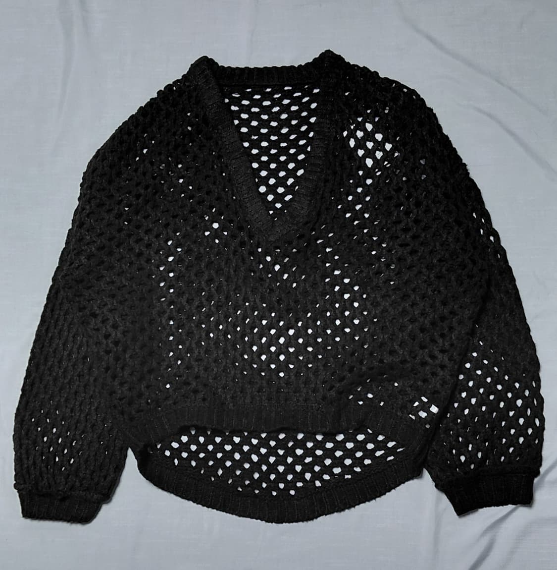 [GRL] 루즈핏 브이넥 그물 니트 (블랙/F사이즈) 상품이미지1