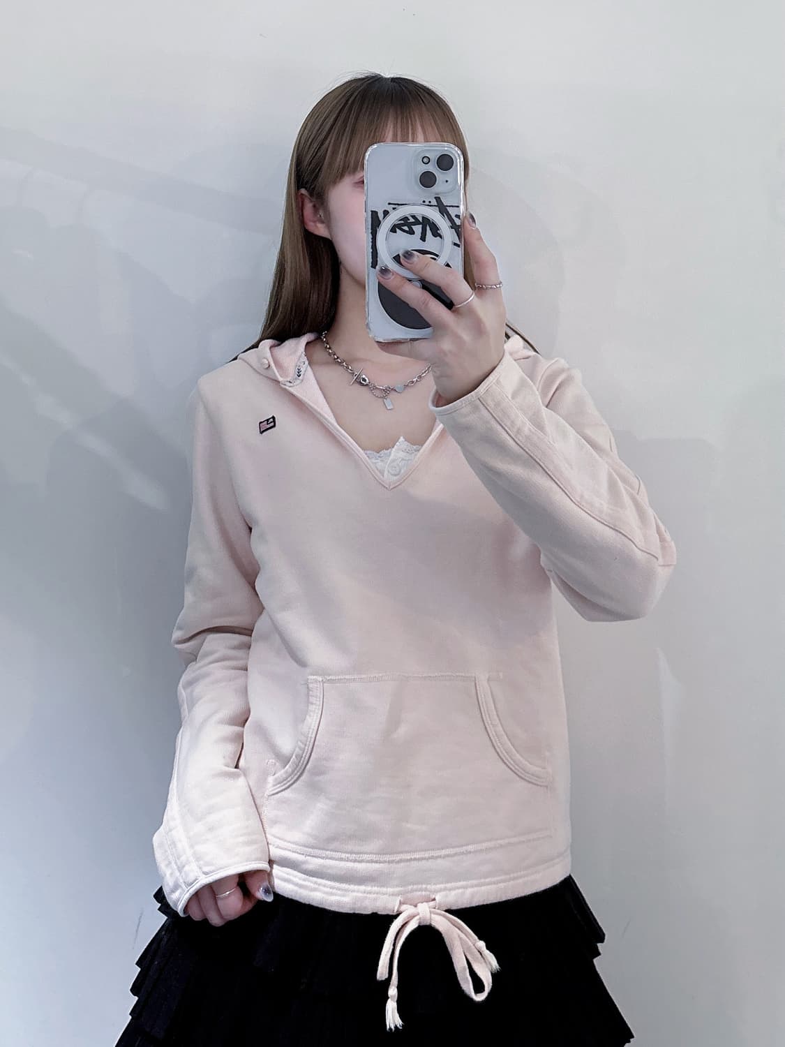 폴로 진스 오픈카라 베이비핑크 후드  상품이미지1