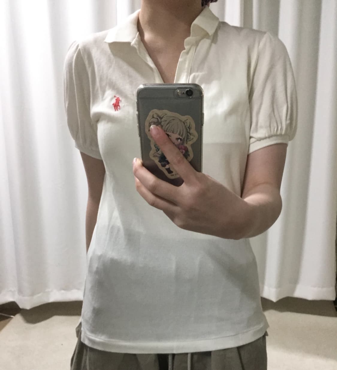 폴로 랄프로렌 브이넥 카라 퍼프 미니 포니 화이트 반팔 티 상품이미지1