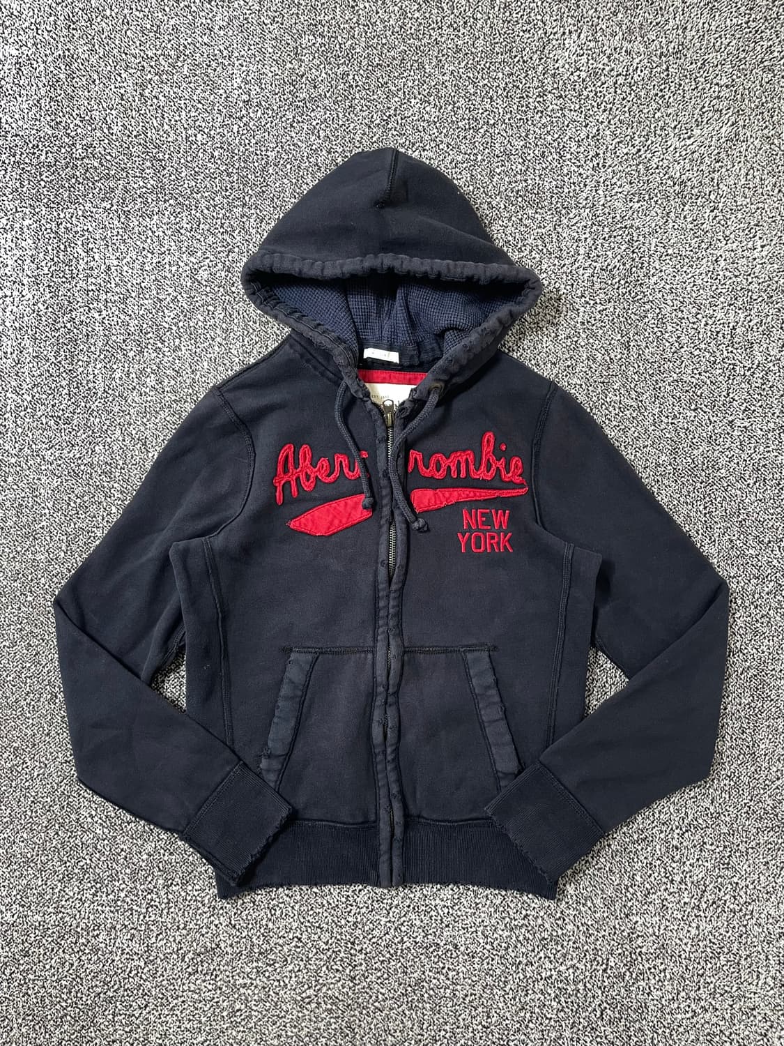 빈티지9. 아베크롬비 빈티지 뉴욕 로고 후드집업 후드 티셔츠 네이비 레드 상품이미지1