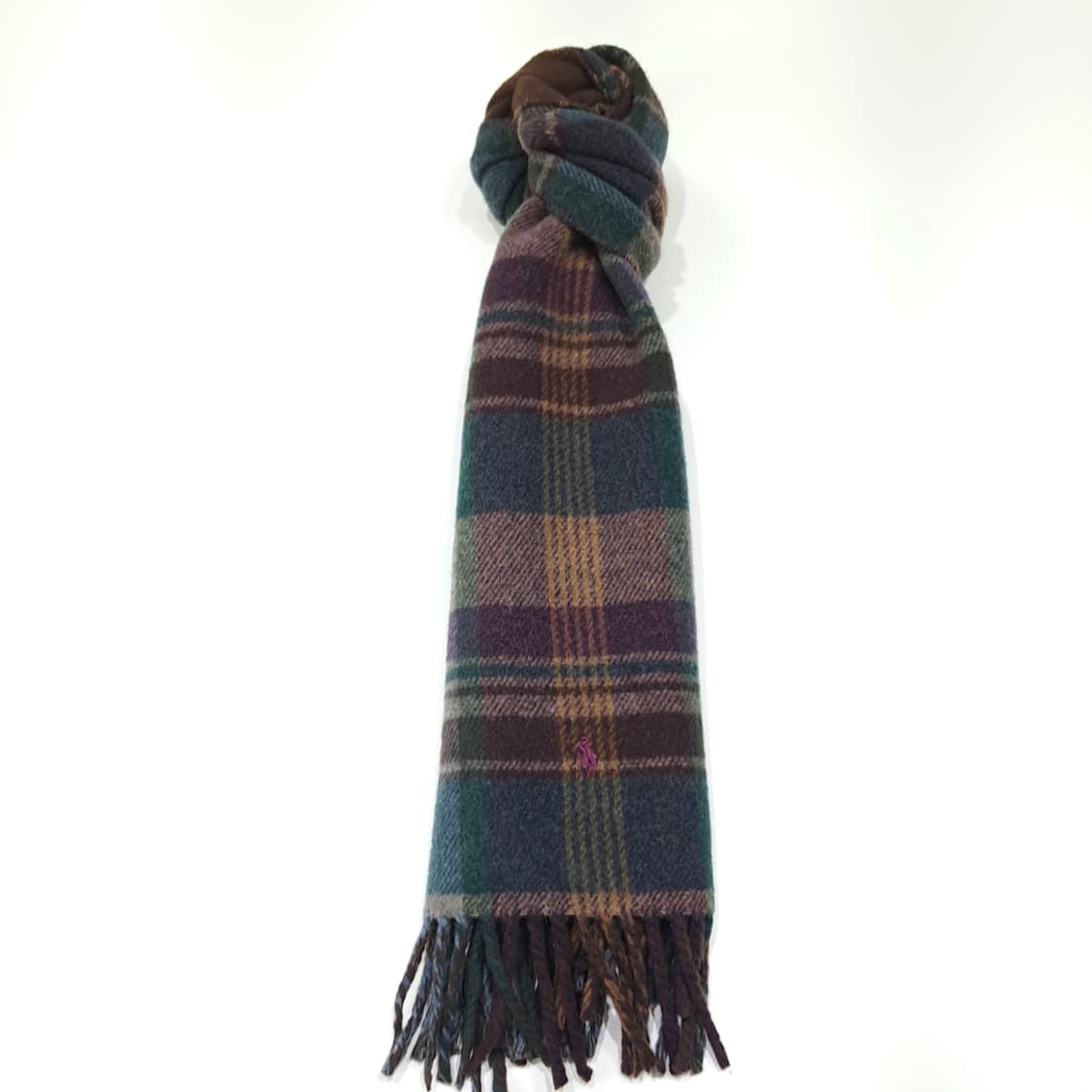 MX406 폴로 랄프 로렌 퍼플 & 멀티 타탄 체크 & 브라운 양면 램 상품이미지5