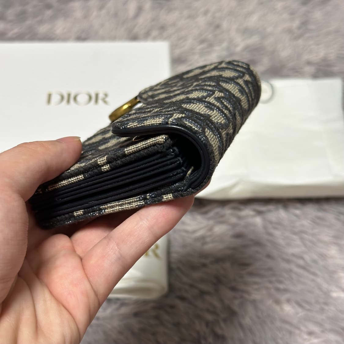 [풀구성] 디올 오블리크 새들 아코디언 카드지갑 베이지 상품이미지8