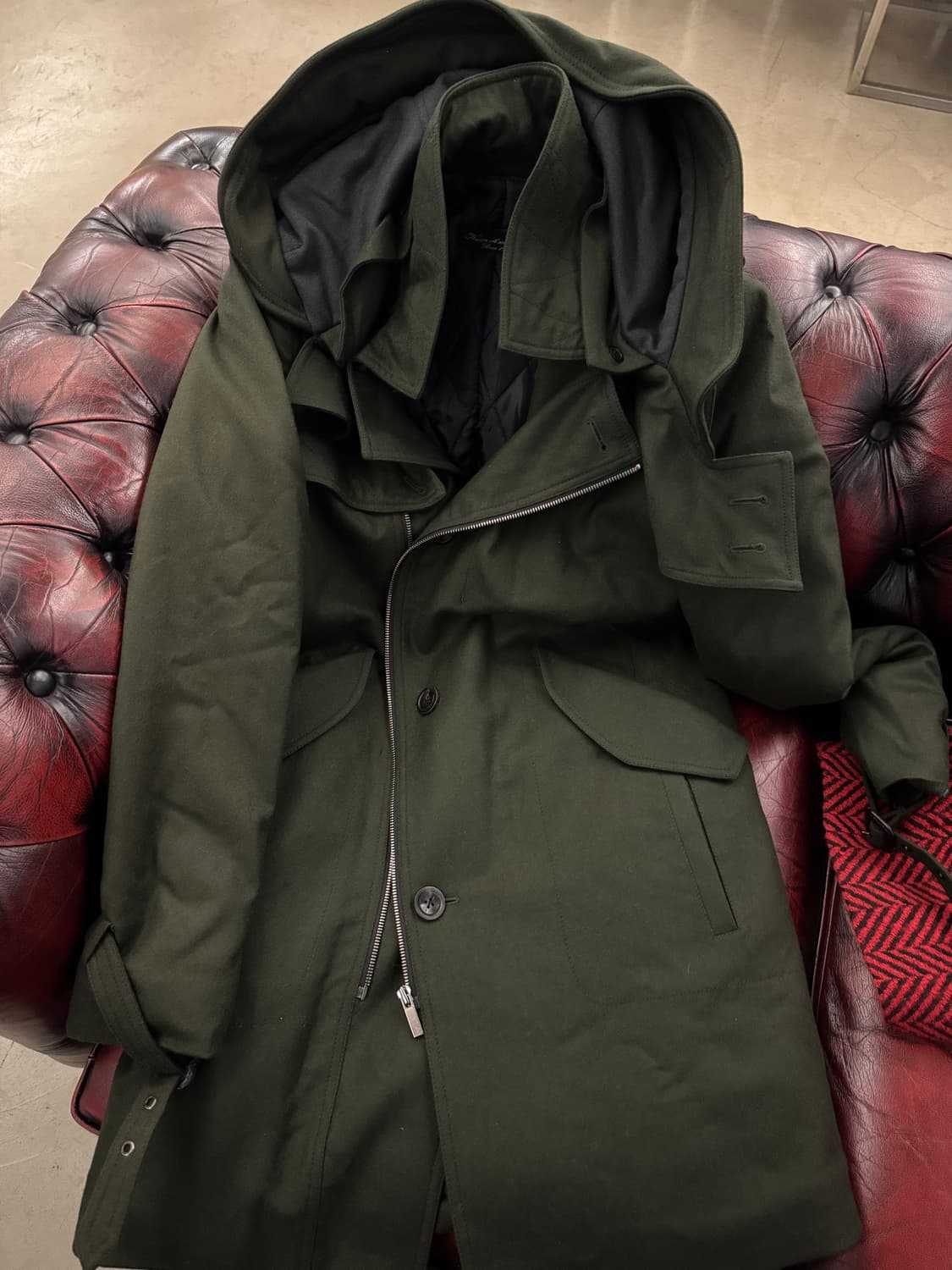 [95] 미착용 국내 양복점 제작 카키 야상 패딩 자캣 점퍼 상품이미지2