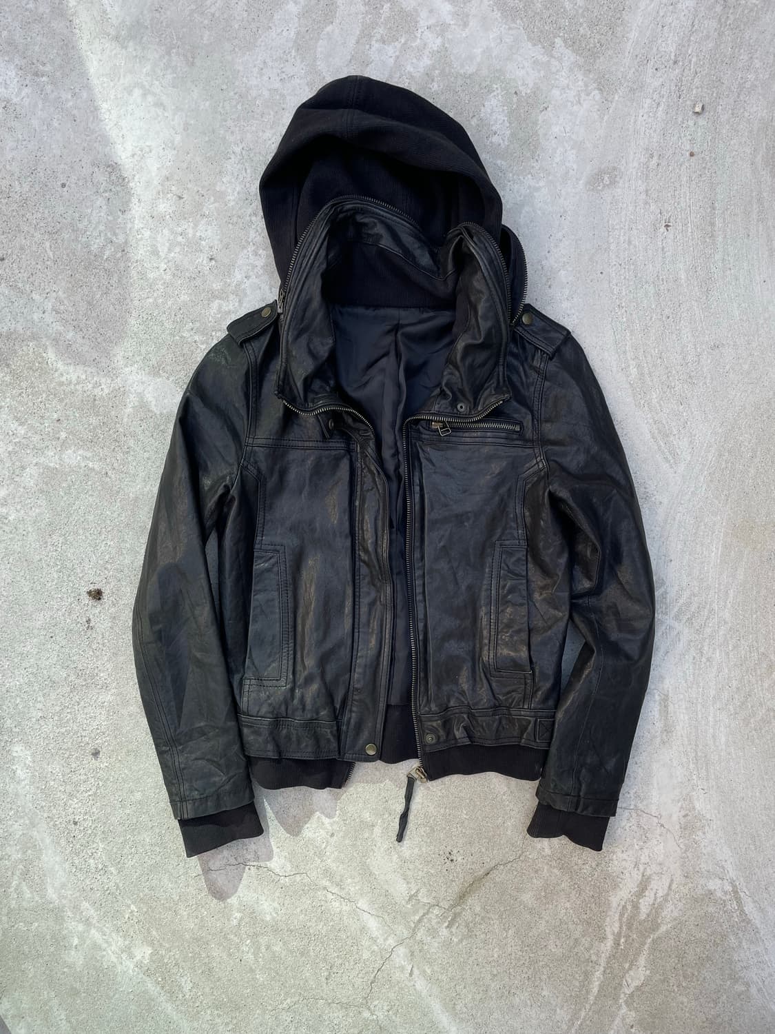쉽스킨 후디드 레더 자켓 상품이미지7